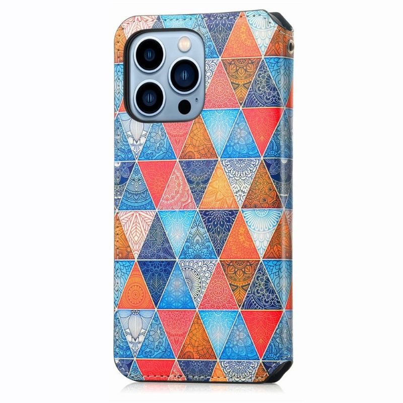 Flipové Pouzdro Na iPhone 13 Pro Kožené Pouzdro Kaleidoskop Mandala Flip Flap