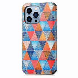 Flipové Pouzdro Na iPhone 13 Pro Kožené Pouzdro Kaleidoskop Mandala Flip Flap