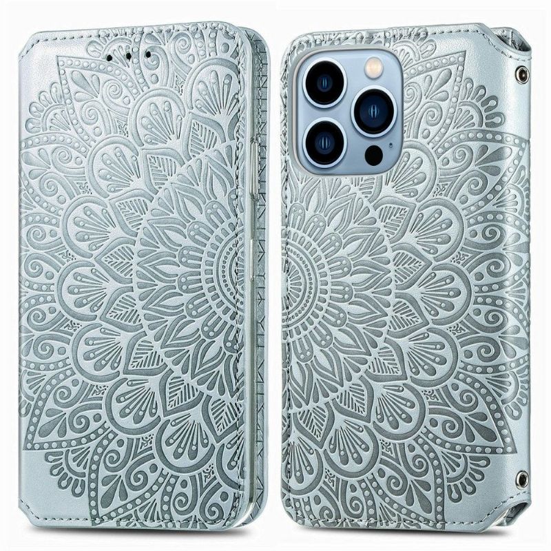 Kožené Pouzdro Na iPhone 13 Pro Flipové Pouzdro Flip Chic Mandala