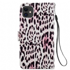 Kožené Pouzdro Na iPhone 11 Leopardí Vzor