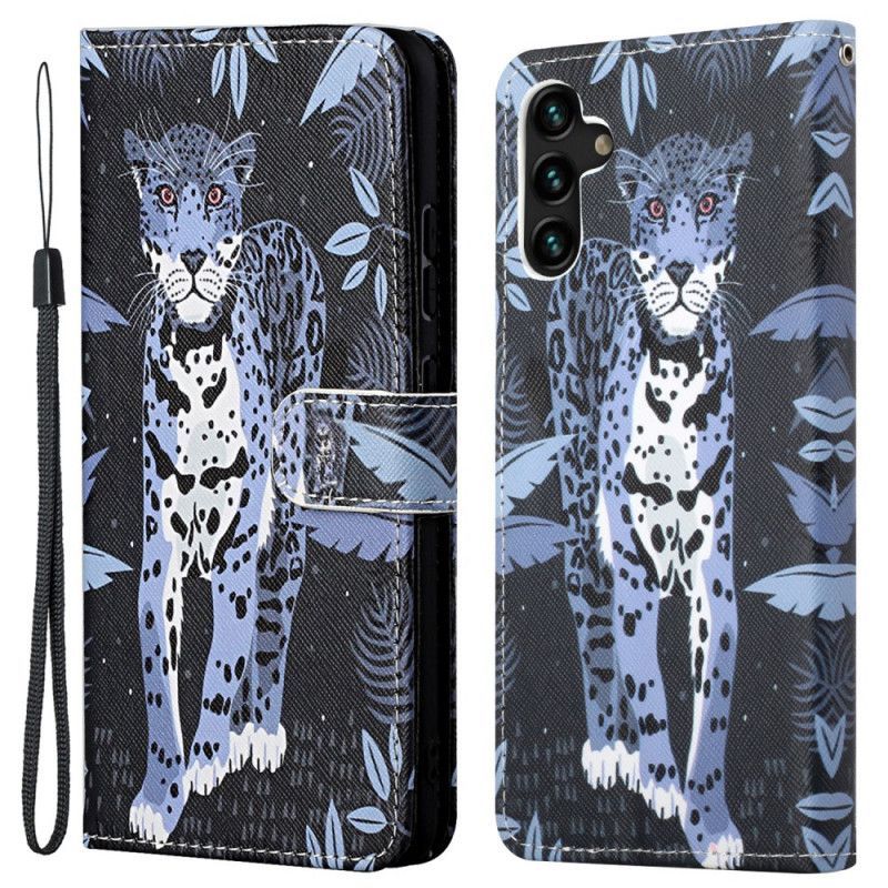 Kožené Pouzdro Na Samsung Galaxy A13 5G / A04s Na Lana Strappy Leopard