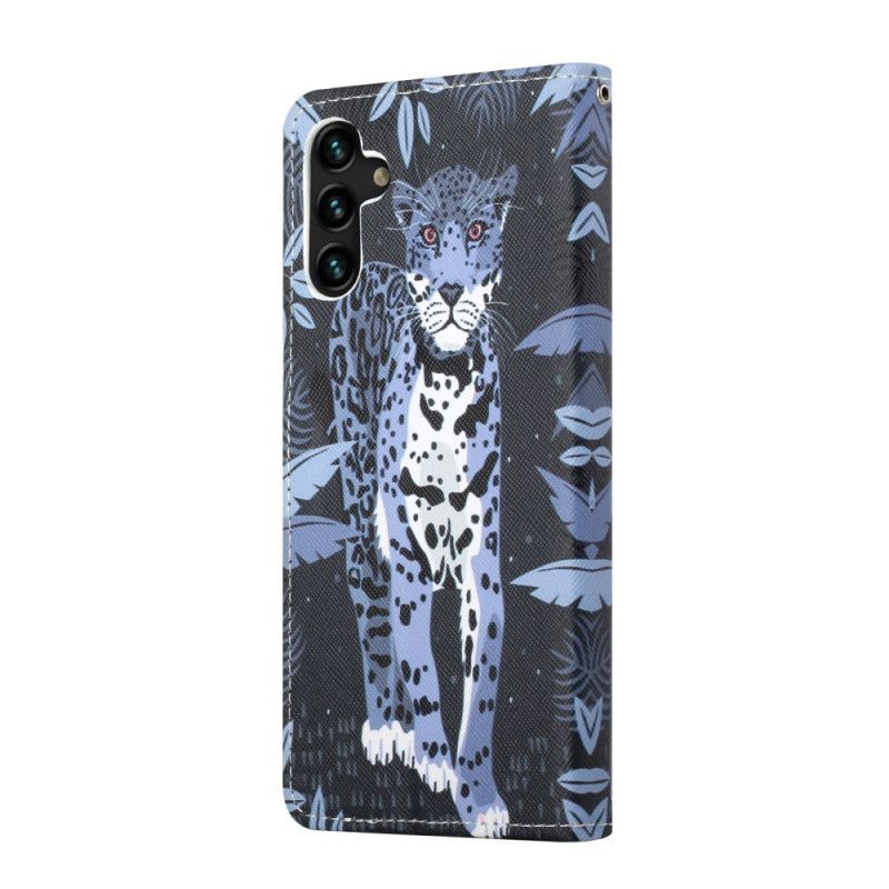 Kožené Pouzdro Na Samsung Galaxy A13 5G / A04s Na Lana Strappy Leopard