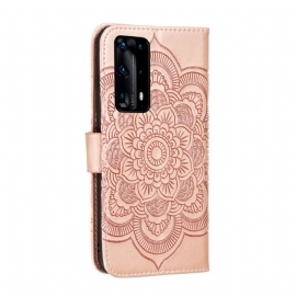 Flipové Pouzdro Na Huawei P40 Pro+ Držák Karet Mandala - Rose Gold