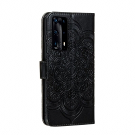 Flipové Pouzdro Na Huawei P40 Pro+ Držák Na Kartu Mandala - Černý