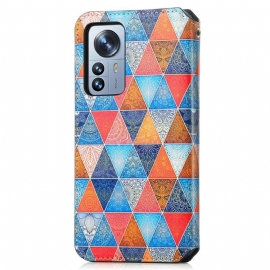 Flipové Pouzdro Na Xiaomi 12 Pro Kožené Pouzdro Kaleidoskop Mandala Flip Flap